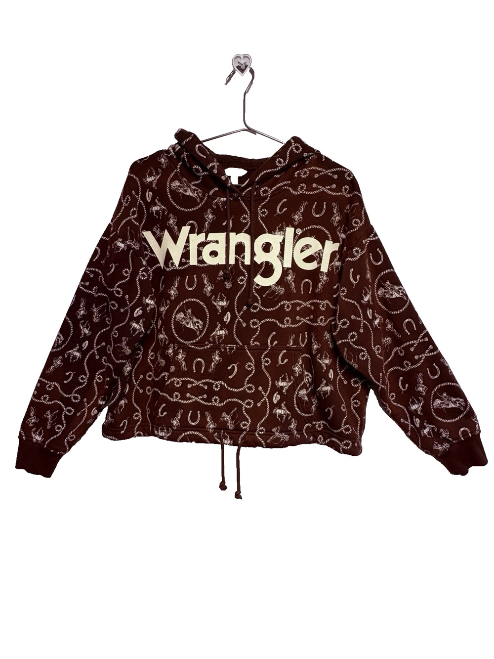 Wrangler Hoodie Brown Burgundy With Horses Spurs Western Men's- Size L